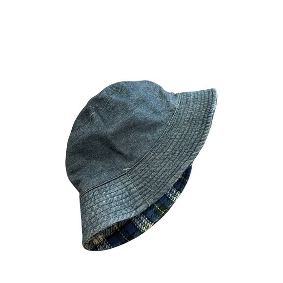 Baby Gap Reversible Unisex Baby Toddler Bucket Hat Plaid Blue Denim Sun Cover - Picture 9 of 10